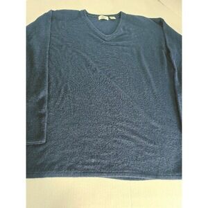 Cherry Webb V Neck Long Sleeve Cozy Knit Sweater Top Women's XL Navy Blue